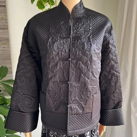 Victoria's Secret Collection 100% Silk Japanese Style Floral Quilted Jacket S - Picture 1 of 13